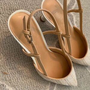 Nine West Women's Beige and White Heels